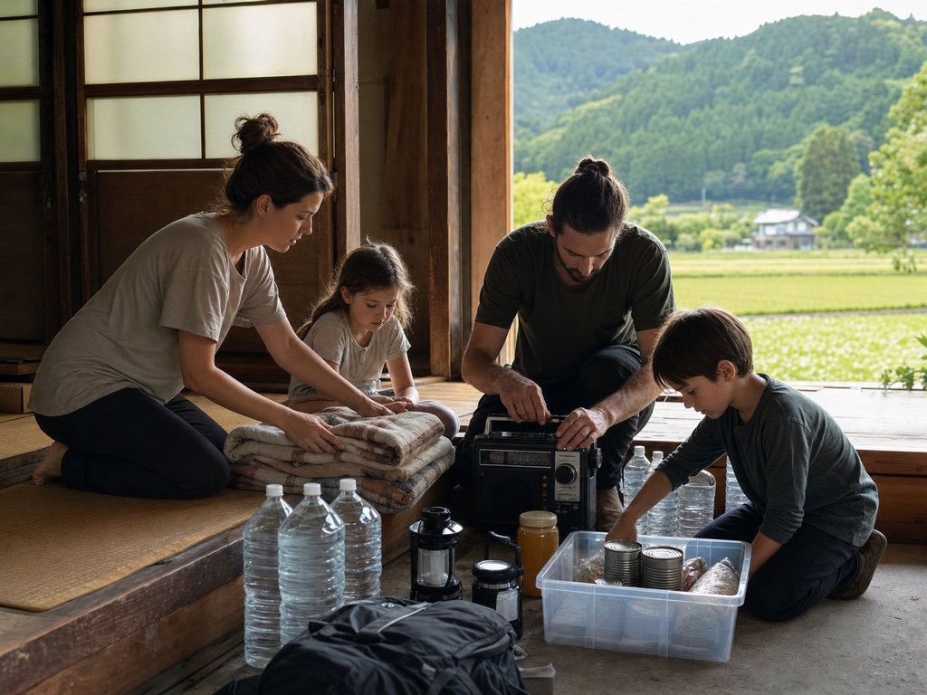 A rural farmhouse with stored emergency supplies