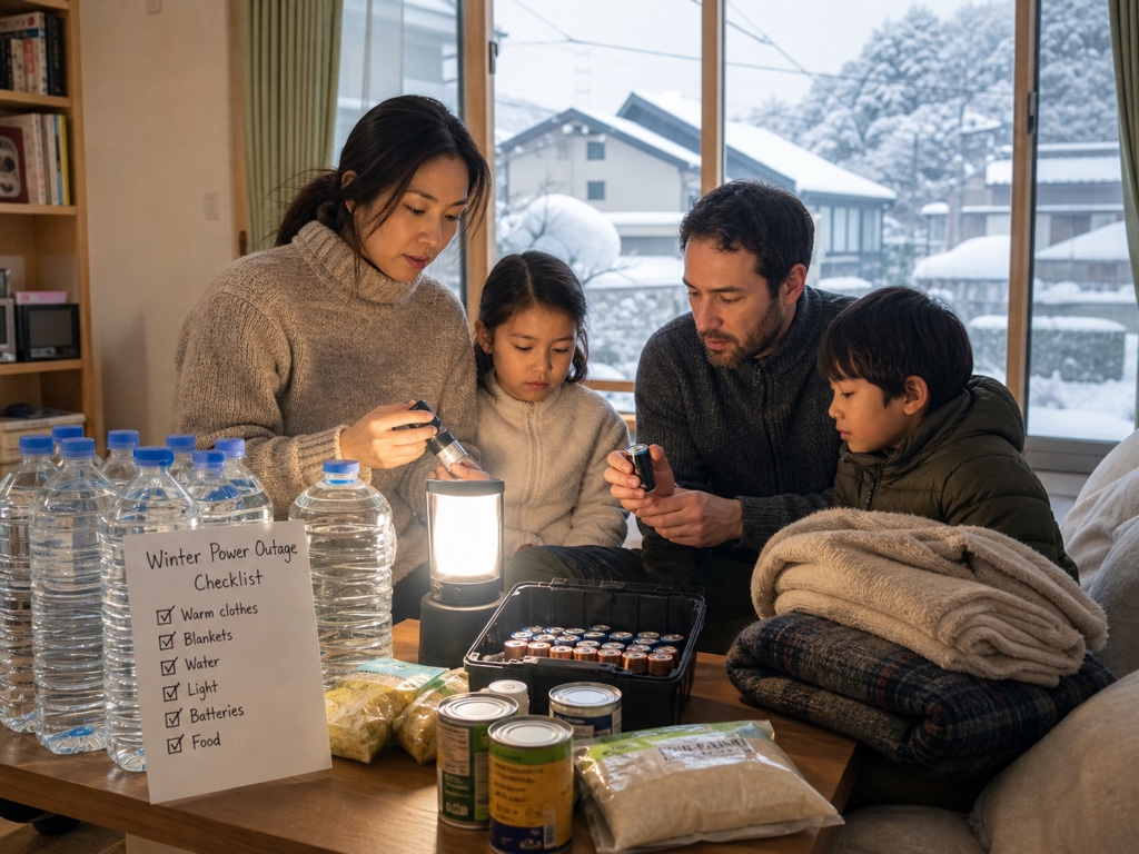 A snow-country home prepared for a winter power outage